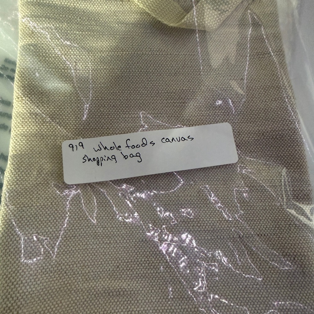 Whole Foods Market Mini Canvas Tote Bag Beige Green Logo Snap Closure Reusable - Picture 6 of 6